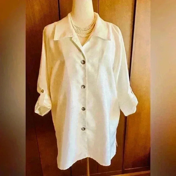 CAROLINE ROSE Tops - DESIGNER CAROLINE ROSE WHITE BLOUSE - SIZE XL